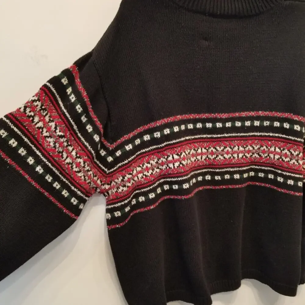 Liz‎ & Company Vintage Cotton Ski Sweater Gift Aztec Print Warm Pullover Size 2X